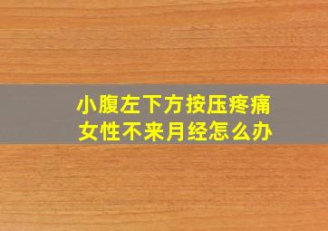 小腹左下方按压疼痛 女性不来月经怎么办